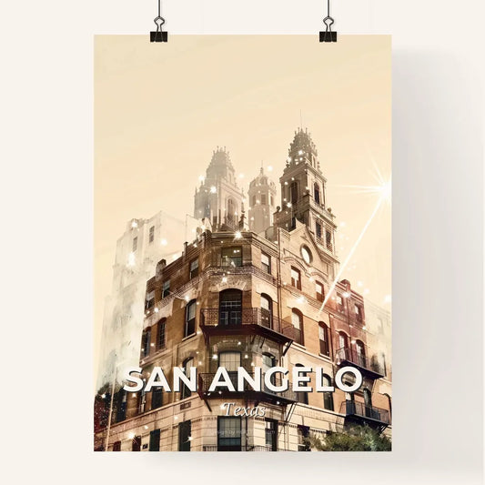 San Angelo Skyline Composite Art: City Lights and Icons Poster