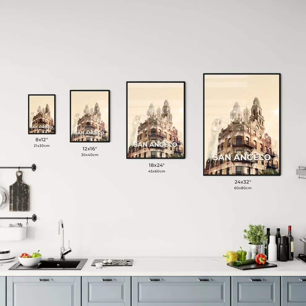 San Angelo Skyline Composite Art: City Lights and Icons Office Art