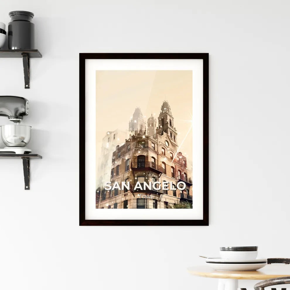 San Angelo Skyline Composite Art: City Lights and Icons Framed Print