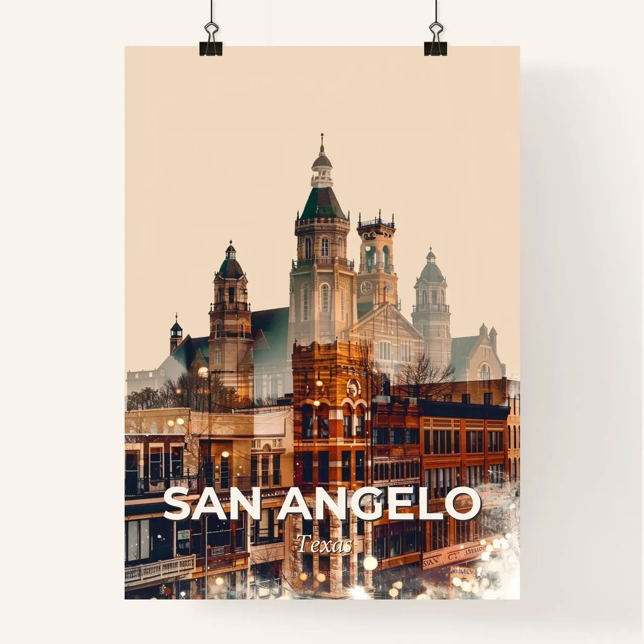 San Angelo Cityscape: Nighttime Elegance Poster