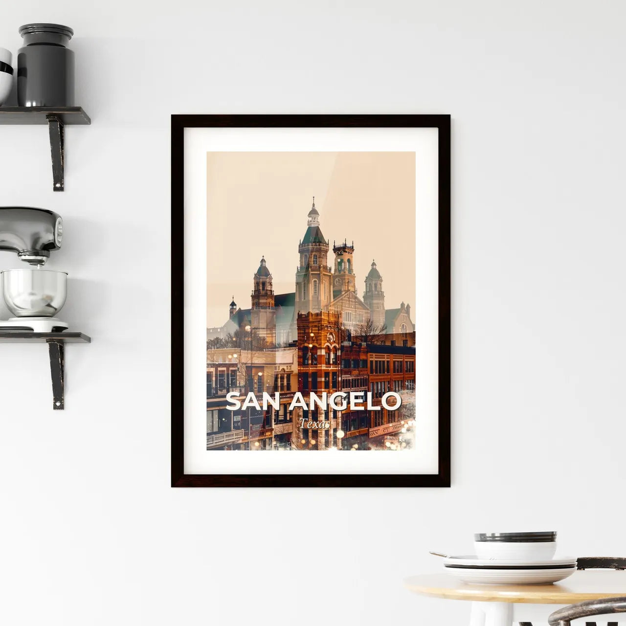 San Angelo Cityscape: Nighttime Elegance Framed Print