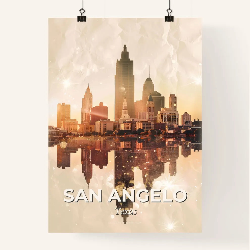 San Angelo City Skyline Double Exposure Poster Poster