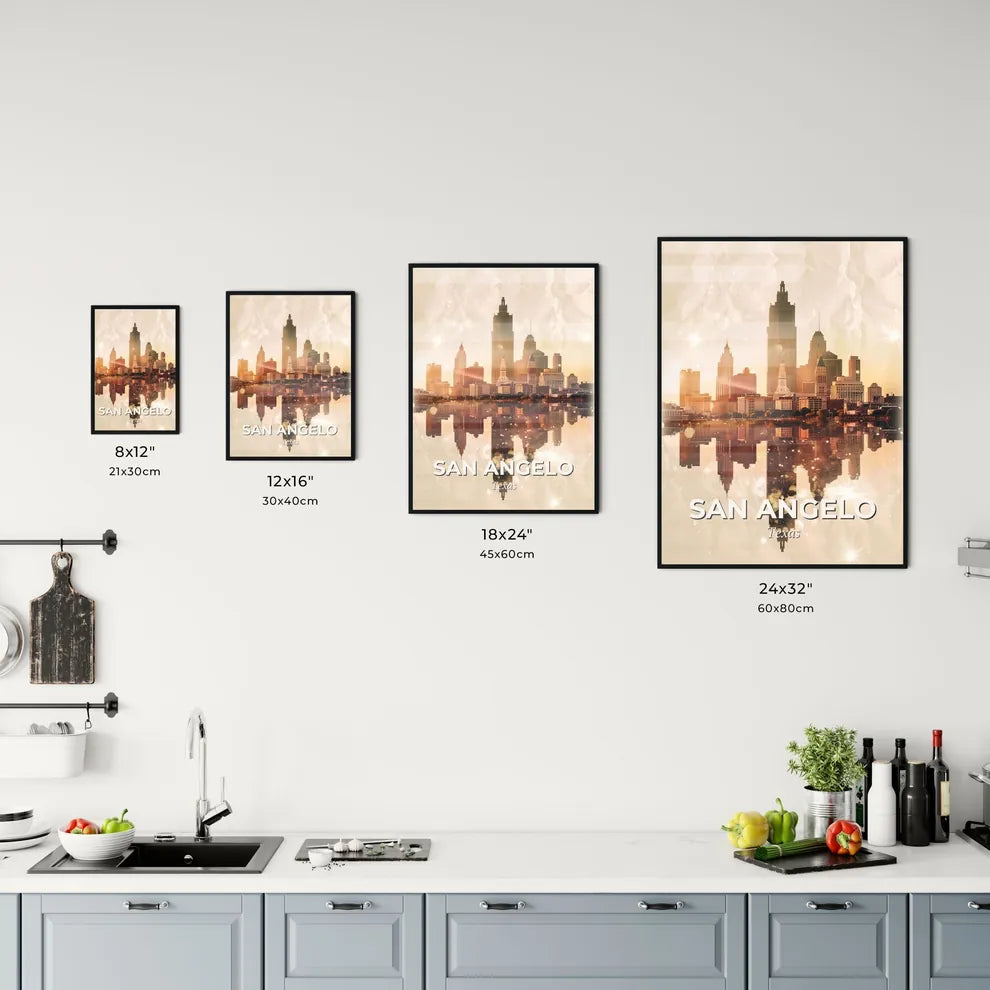 San Angelo City Skyline Double Exposure Poster Office Art