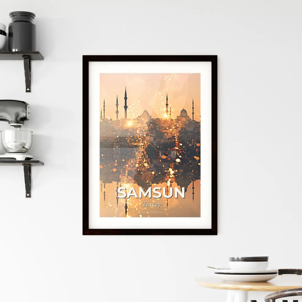 Samsun Cityscape Skyline Architecture Beige Framed Print