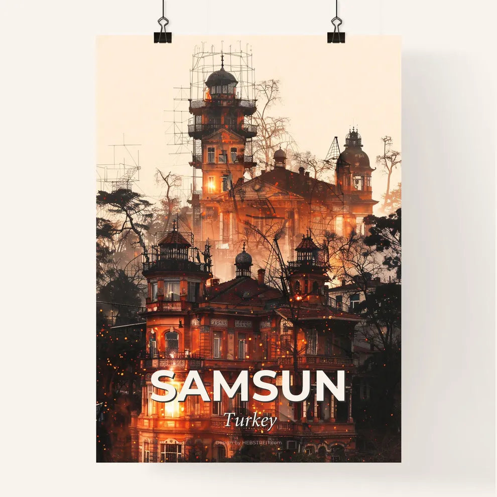 Samsun Turkey Double Exposure Skyline Art Poster