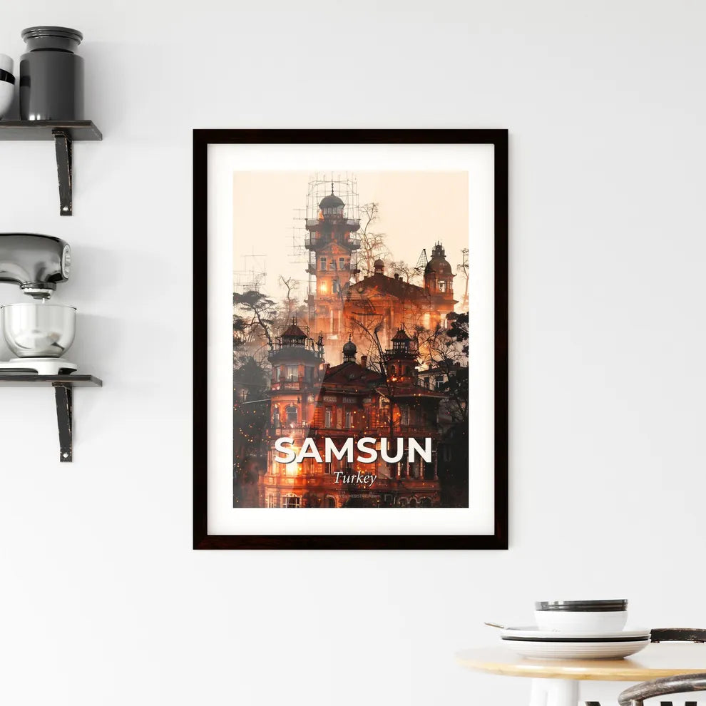 Samsun Turkey Double Exposure Skyline Art Framed Print