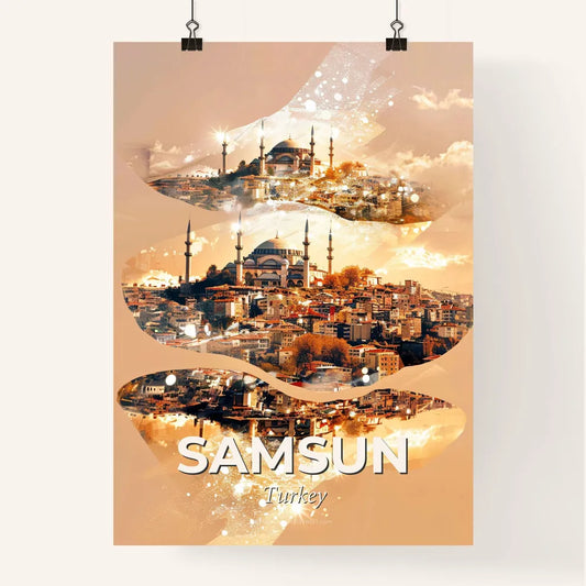 Samsun Skyline Double Exposure Art Poster Poster
