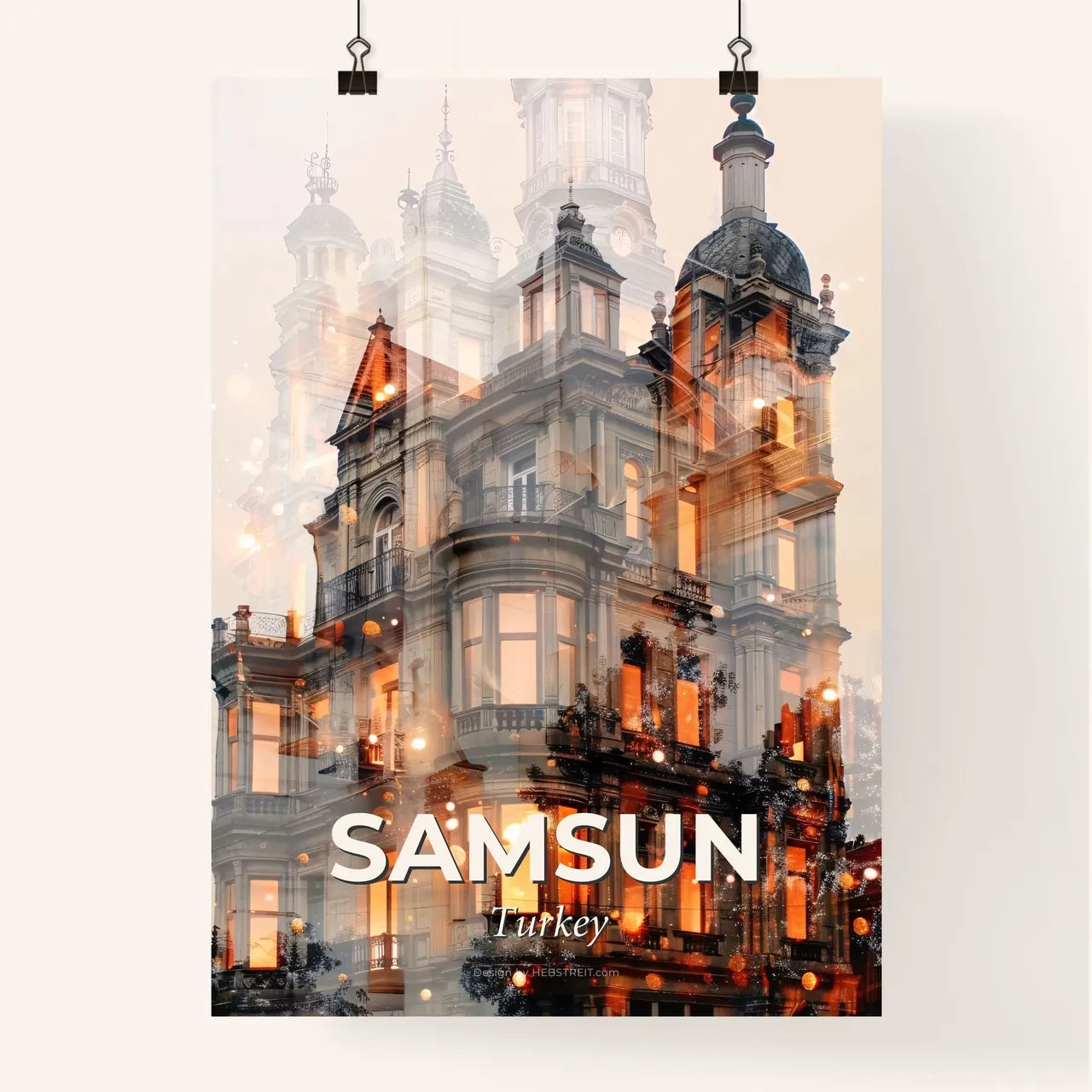 Samsun Skyline Double Exposure Art Poster Poster