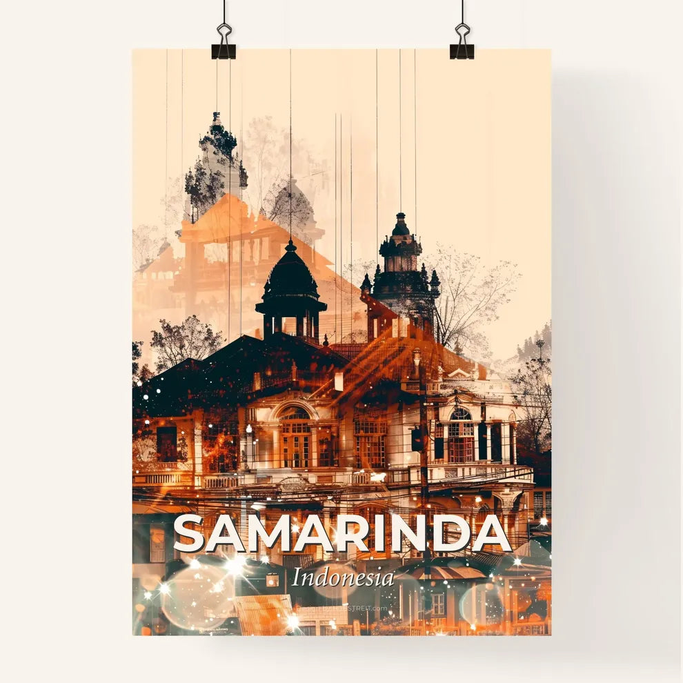 Samarinda City Skyline Composite Art Poster