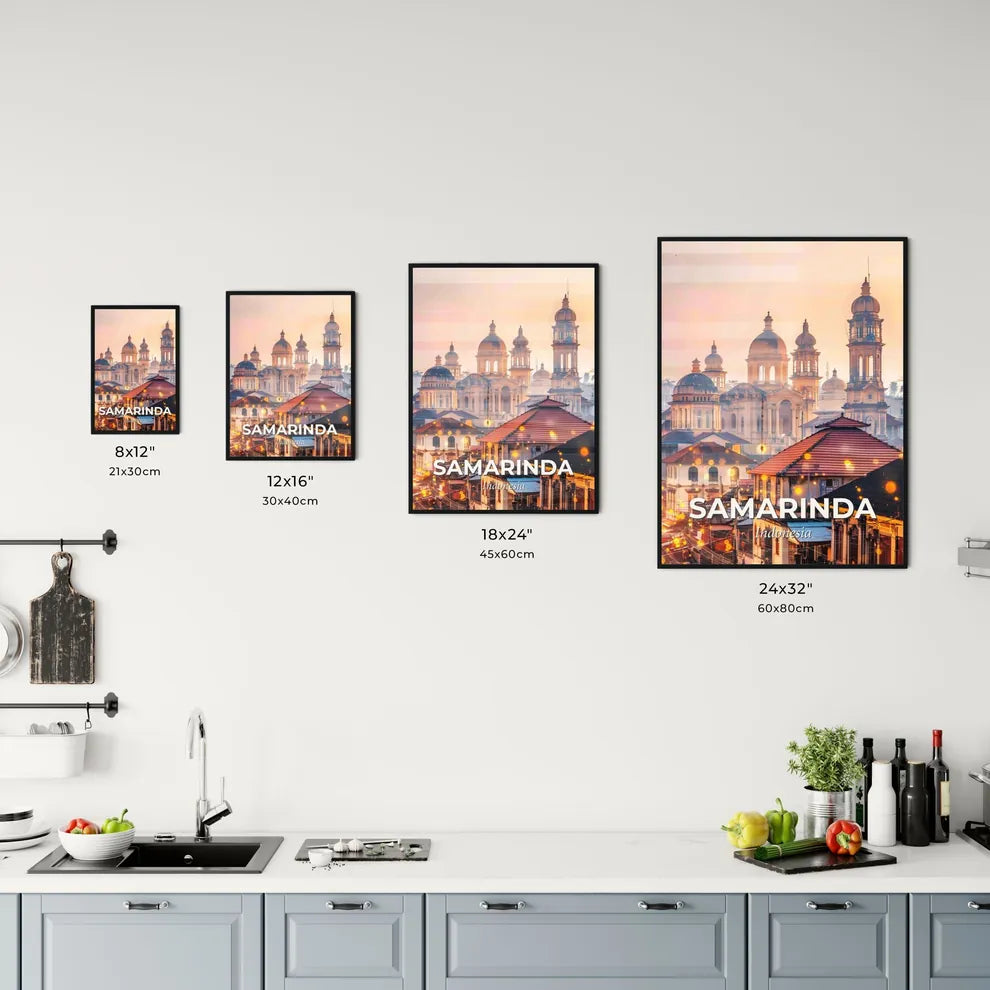 Samarinda Skyline Panorama Poster Art Print Office Art