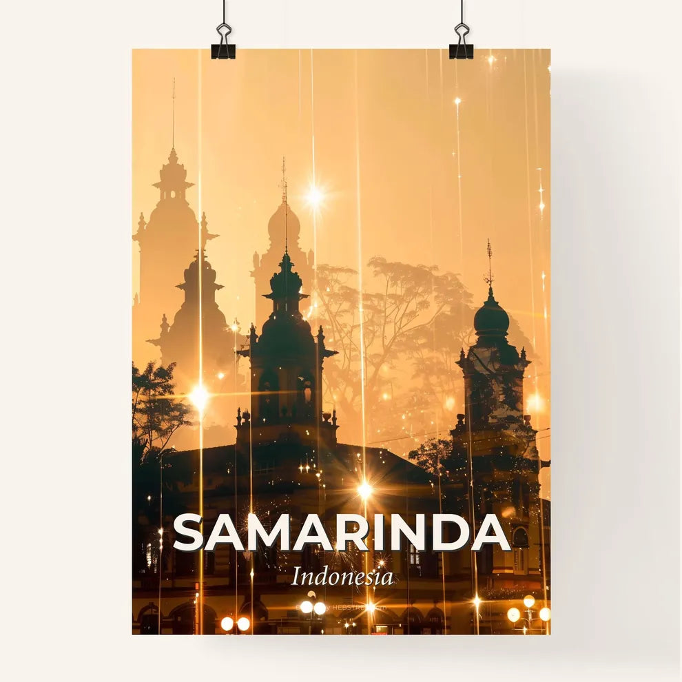 Samarinda Skyline Indonesia Double Exposure Poster