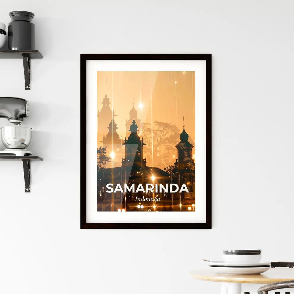 Samarinda Skyline Indonesia Double Exposure Framed Print