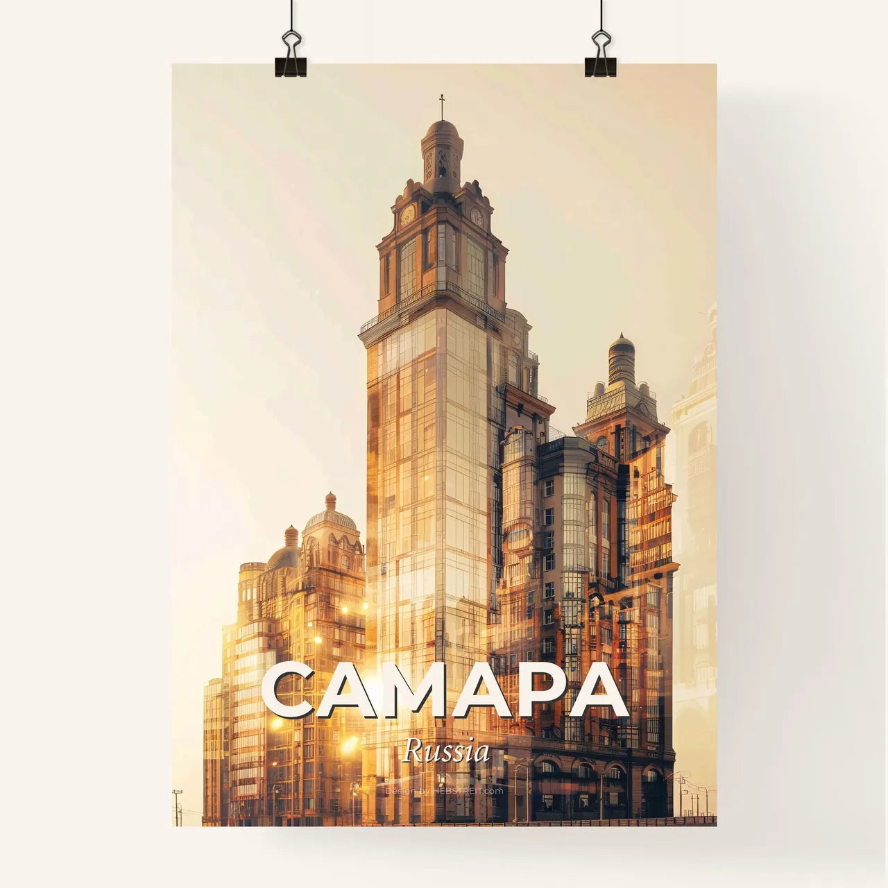 Samara City Skyline Double Exposure Wall Art Poster