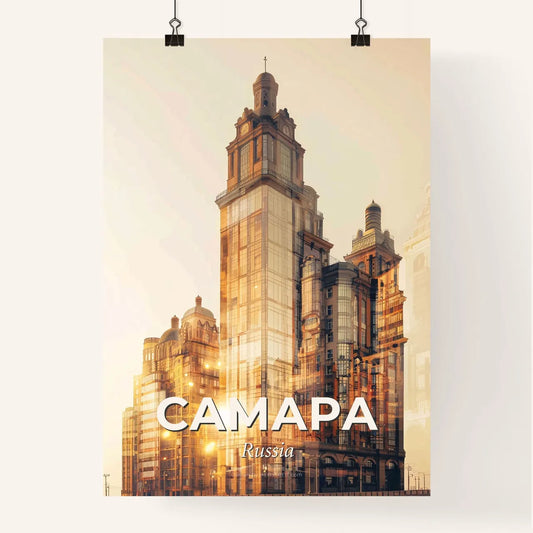 Samara City Skyline Double Exposure Wall Art Poster