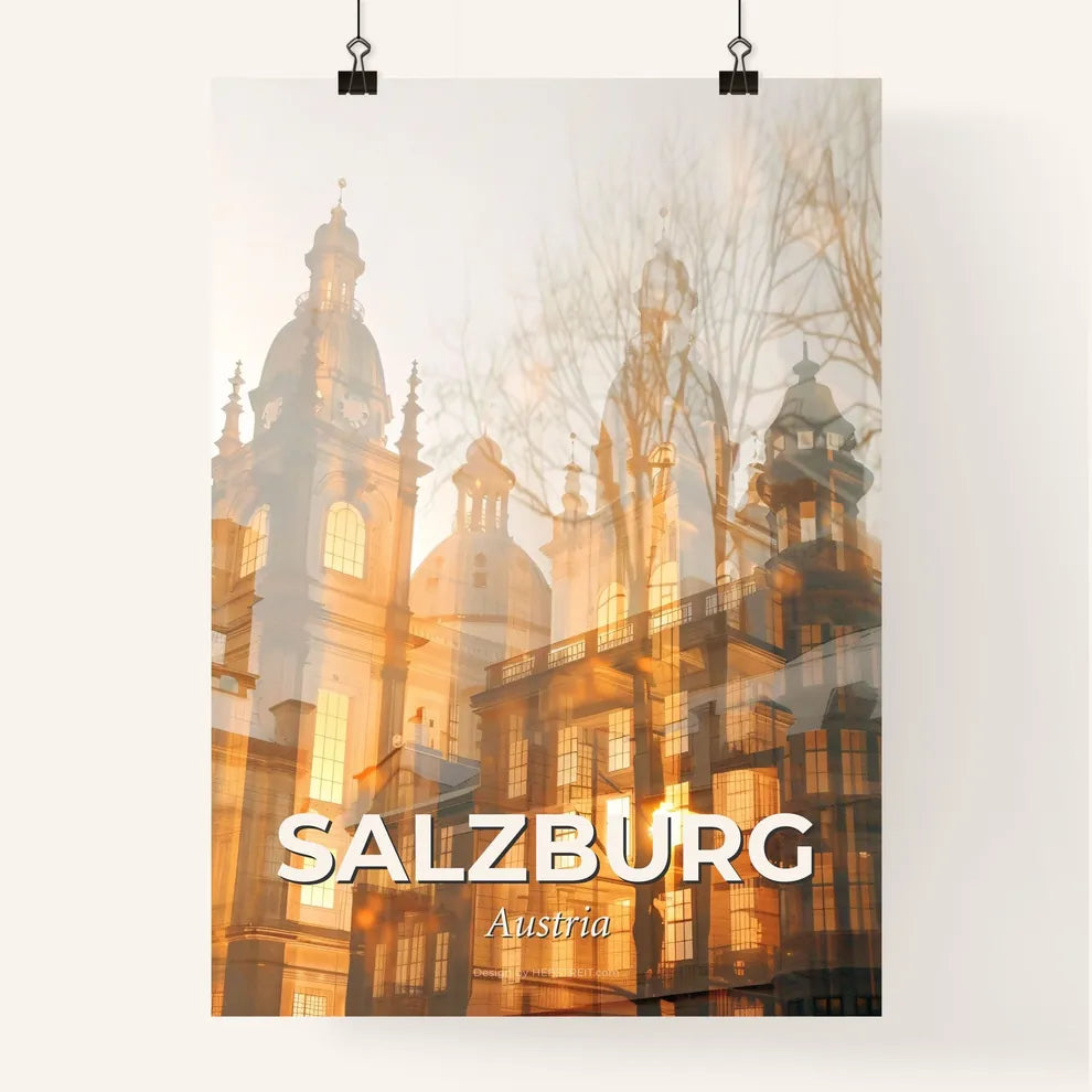 Salzburg City Blueprint Bright Beige Minimalist Poster Poster