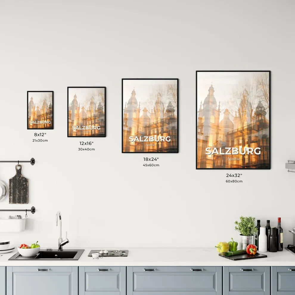 Salzburg City Blueprint Bright Beige Minimalist Poster Office Art