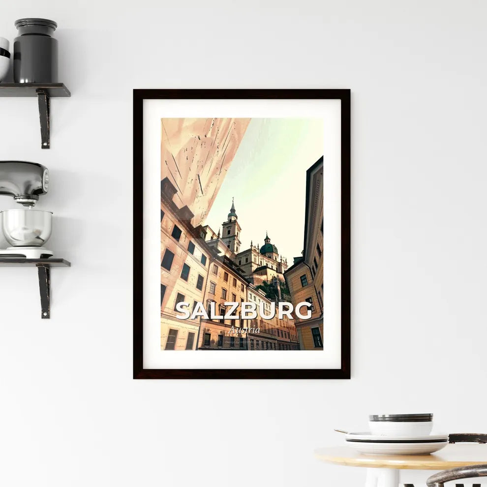 Salzburg: Where Shadows Dance on Beige Framed Print