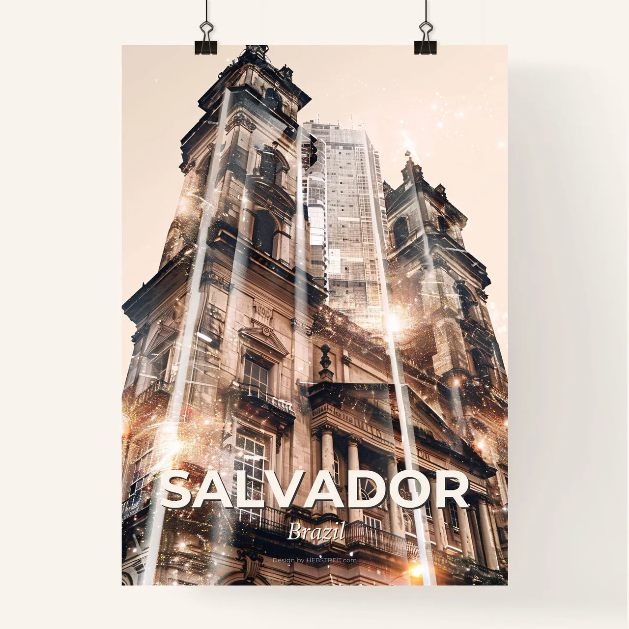 Salvador City Lights: Sunset Mirage Art Poster Poster