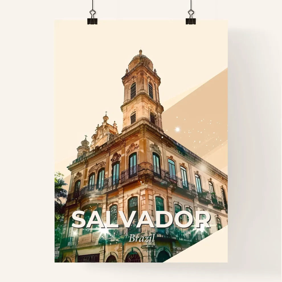 Salvador City Skyline Double Exposure Art Poster
