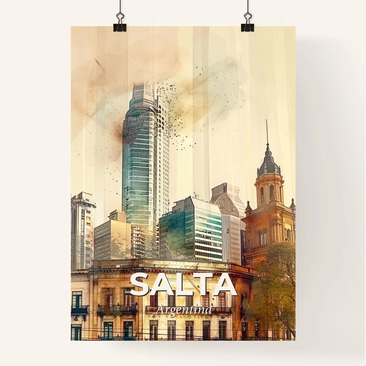Salta Argentina Skyline Cityscape Art Deco Poster Poster