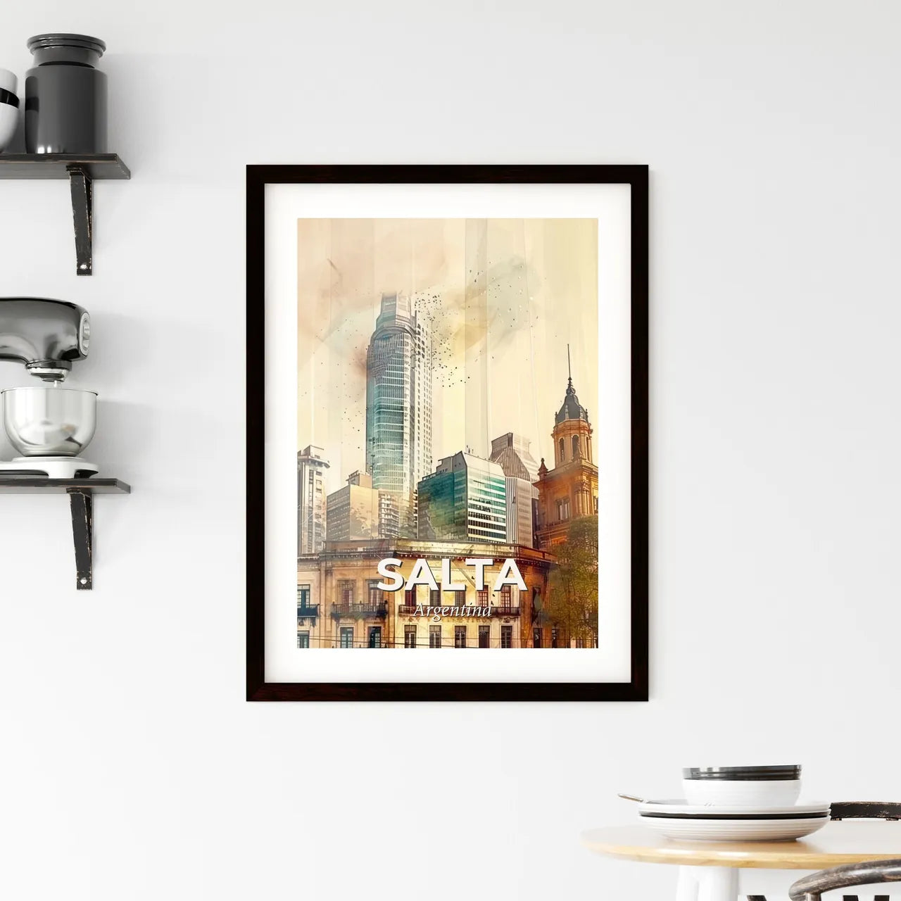 Salta Argentina Skyline Cityscape Art Deco Poster Framed Print
