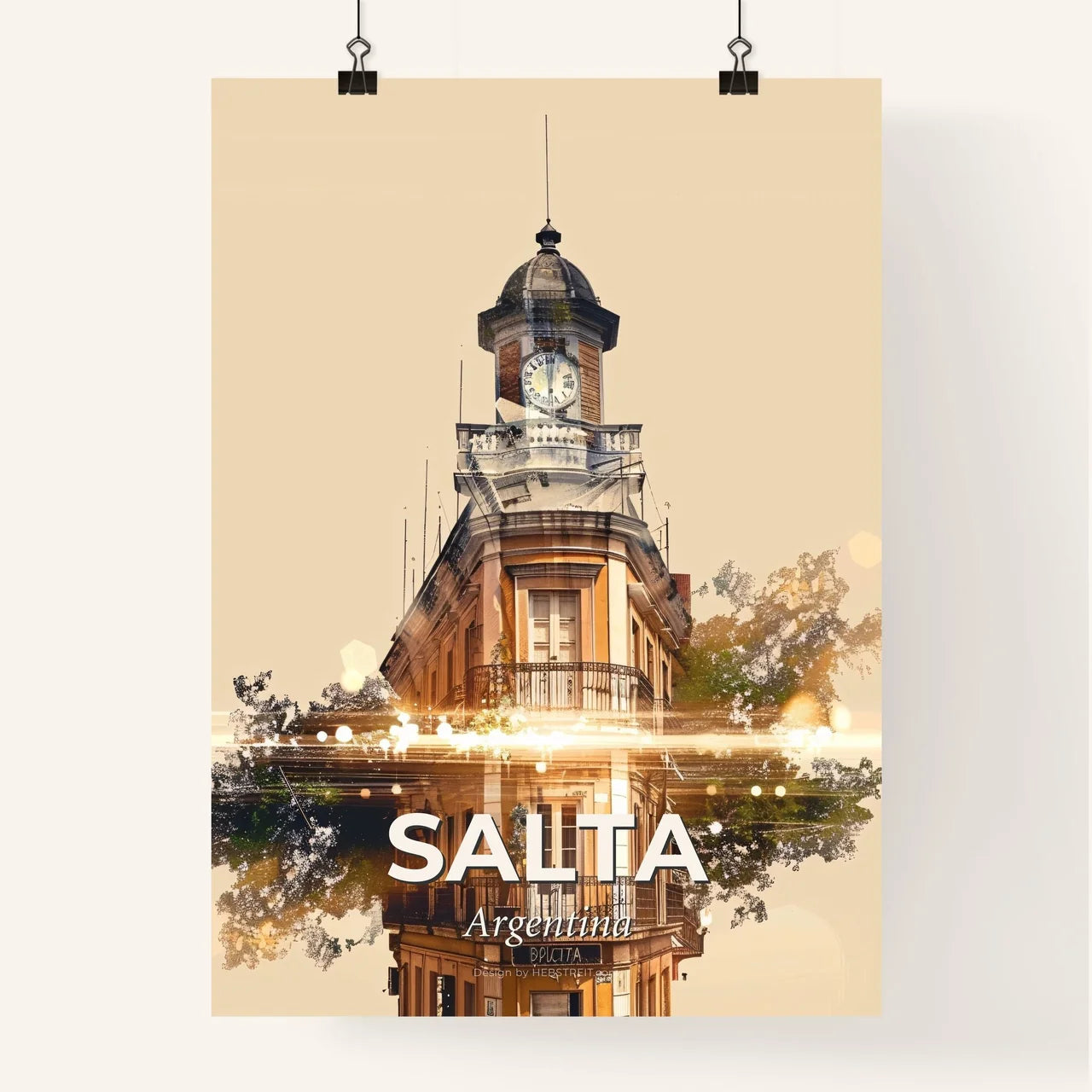 Salta Skyline Cityscape Double Exposure Art Composite Poster