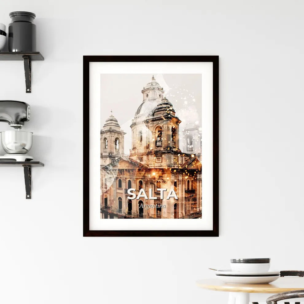 Salta City Skyline Pastel Composite Art Poster Framed Print