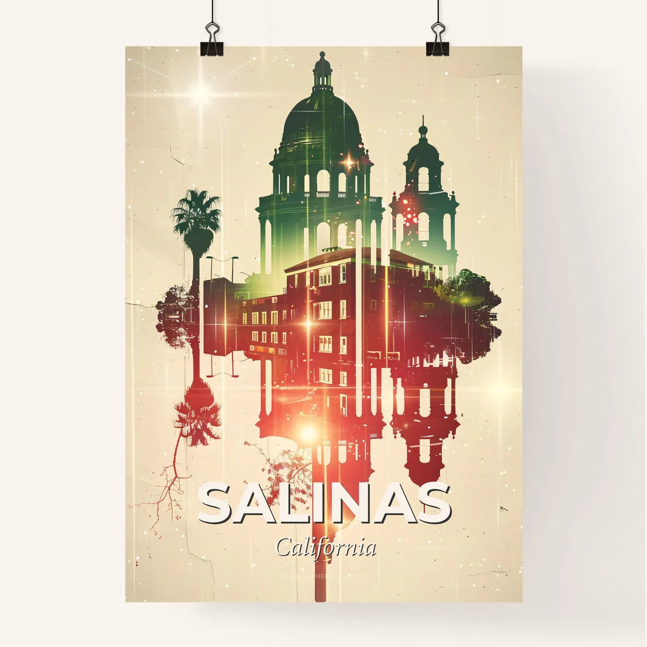 Salinas Skyline Double Exposure Sparkle Poster Poster