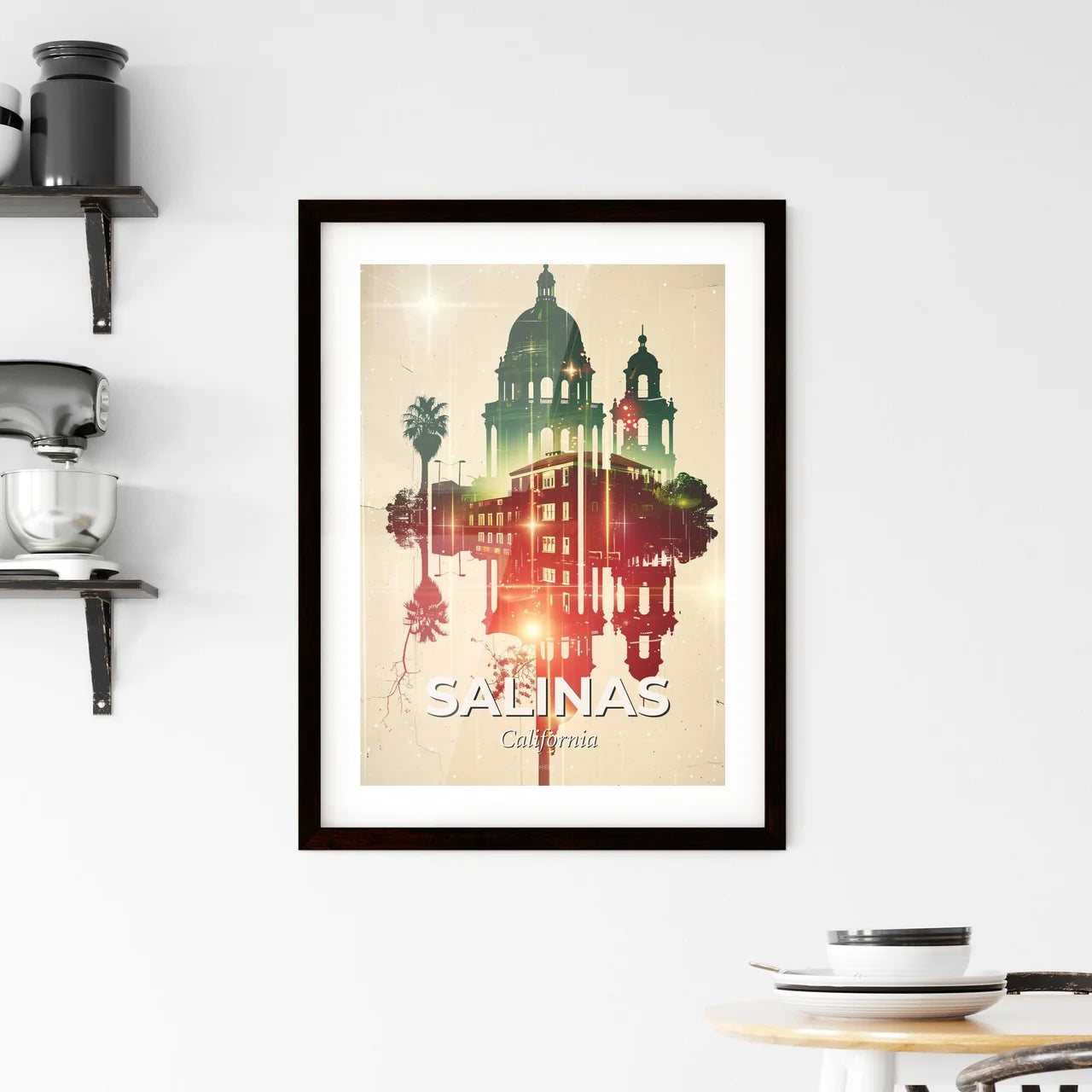 Salinas Skyline Double Exposure Sparkle Poster Framed Print
