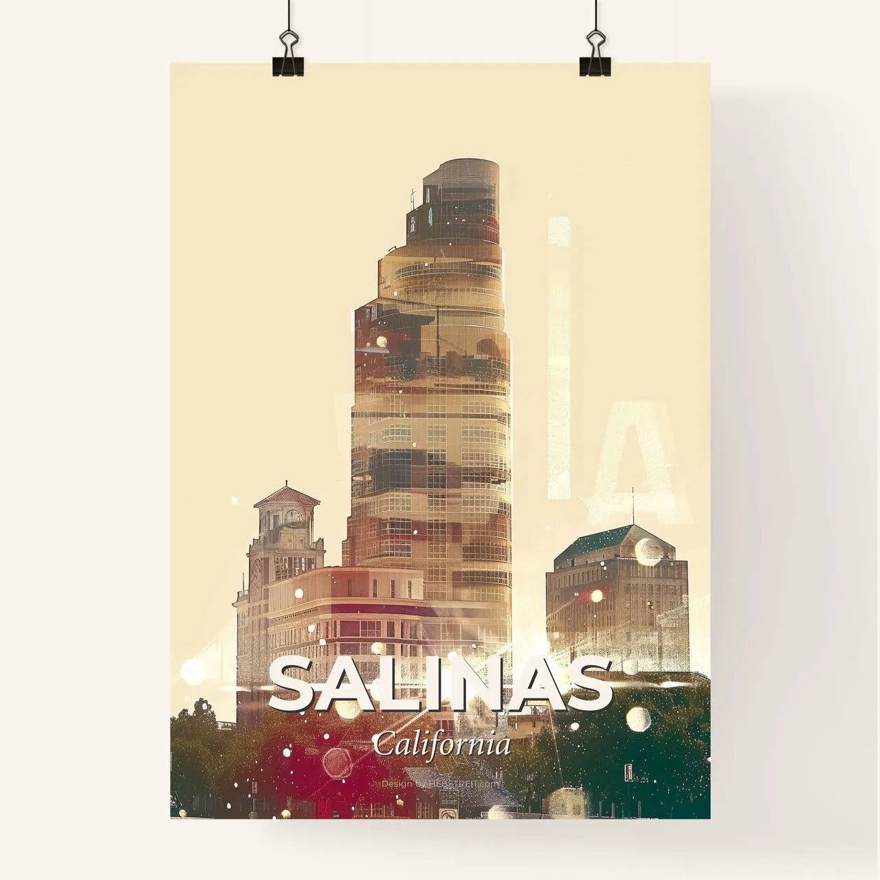 Salinas City Skyline Double Exposure Composite Poster Art Poster
