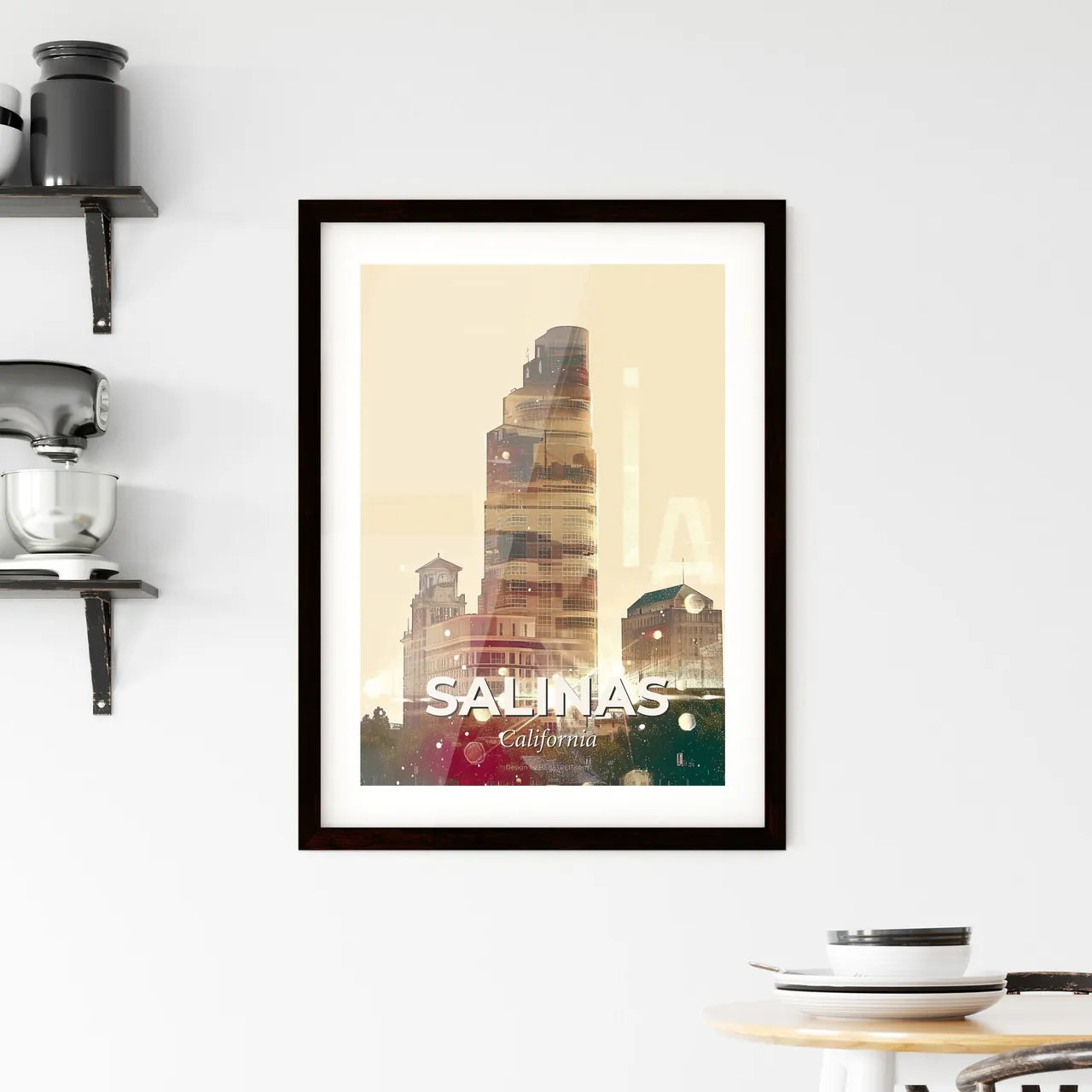 Salinas City Skyline Double Exposure Composite Poster Art Framed Print