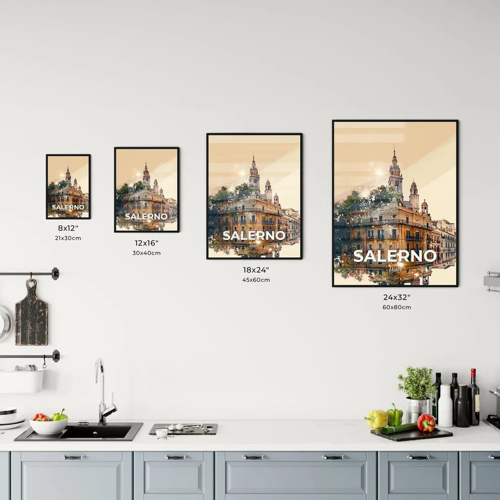 Salerno: Iconic Skyline Double Exposure Art Office Art