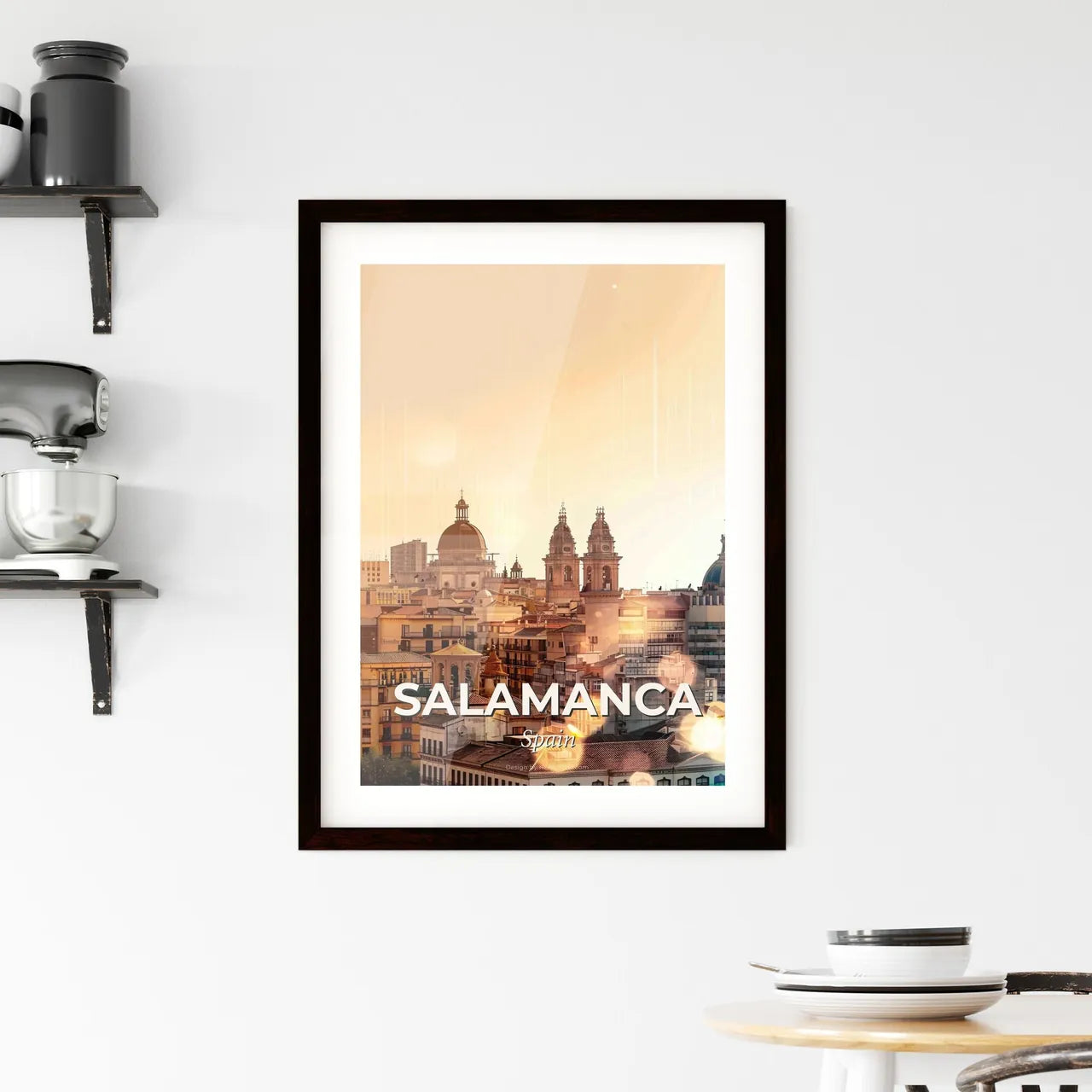Salamanca Skyline Double Exposure Cityscape Art Poster Framed Print