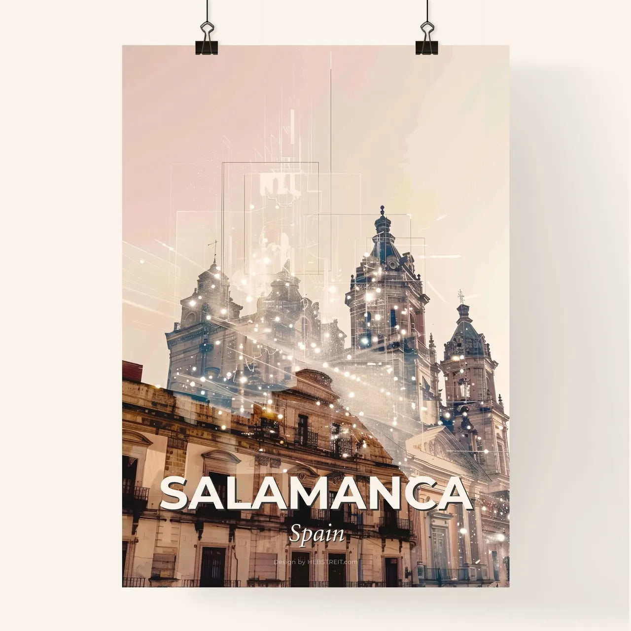 Salamanca Skyline Double Exposure Composite Art Poster Poster