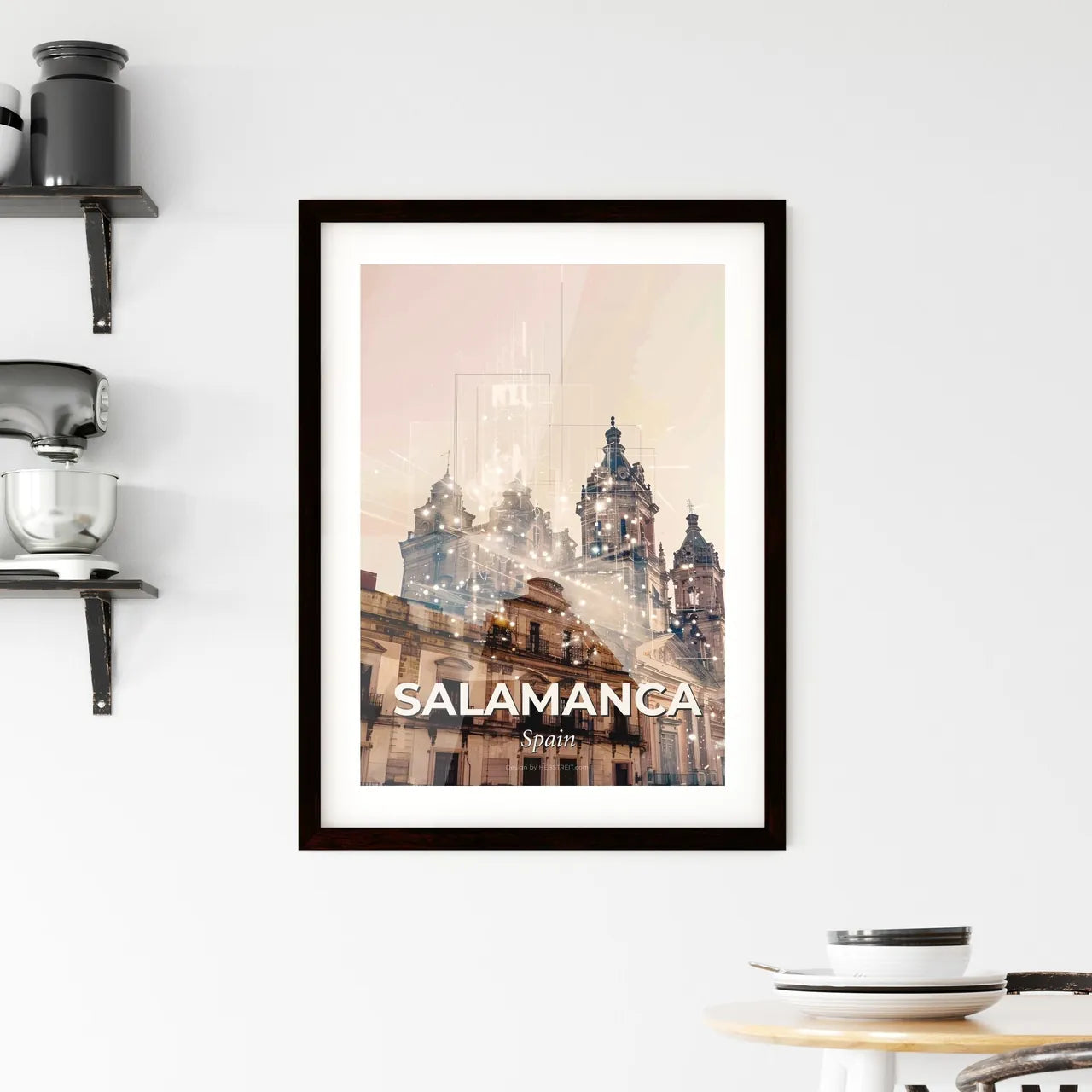 Salamanca Skyline Double Exposure Composite Art Poster Framed Print