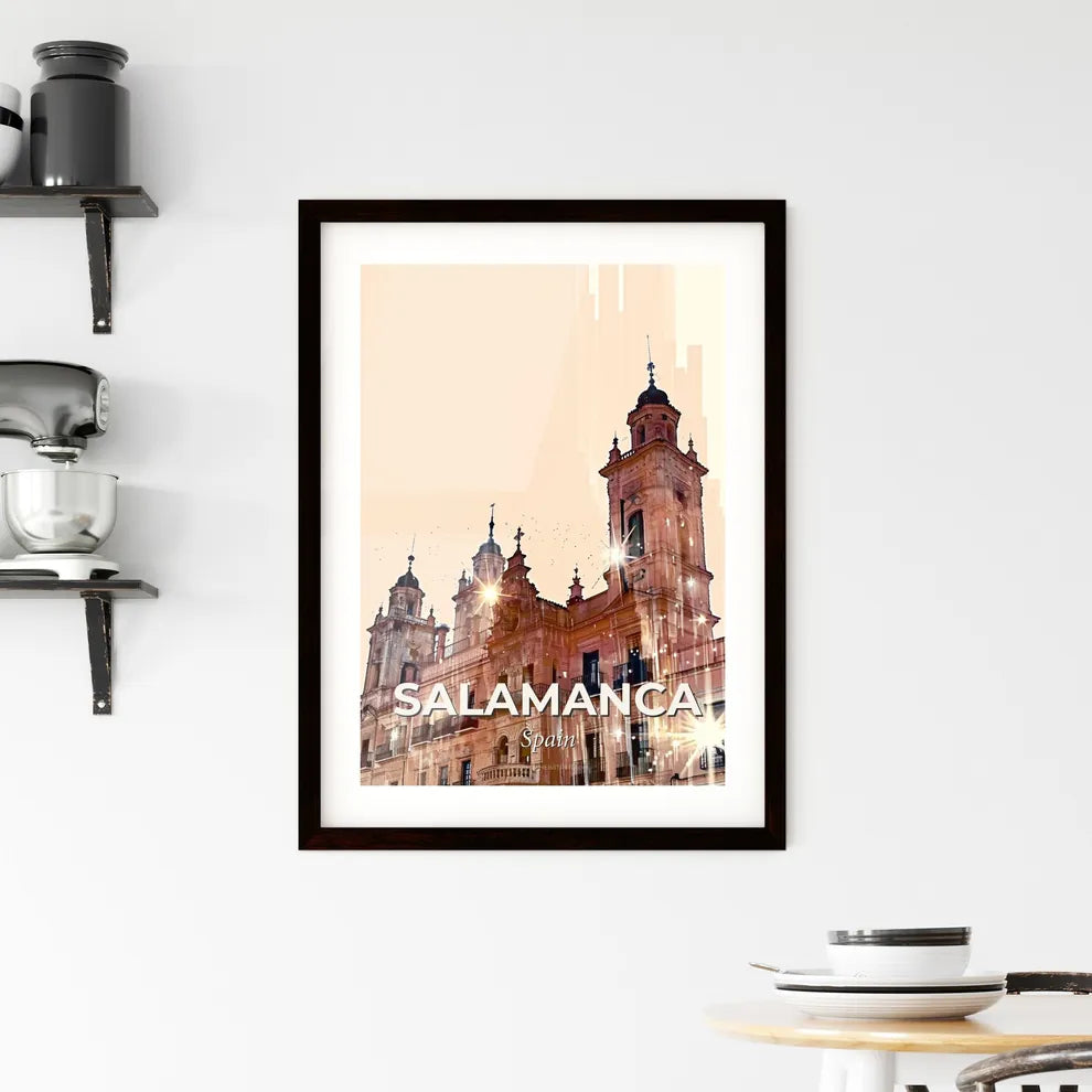 Salamanca Skyline Double Exposure City Icons Poster Framed Print