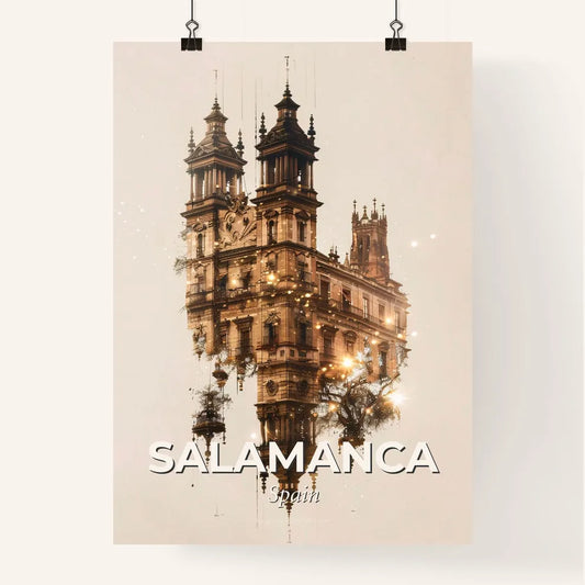 Salamanca City Iconic Skyline Double Exposure Art Print Poster