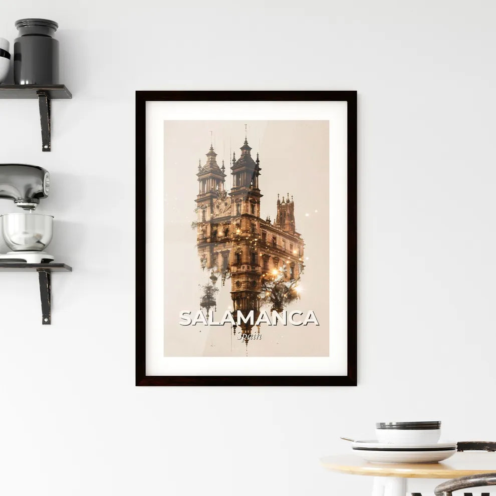 Salamanca City Iconic Skyline Double Exposure Art Print Framed Print