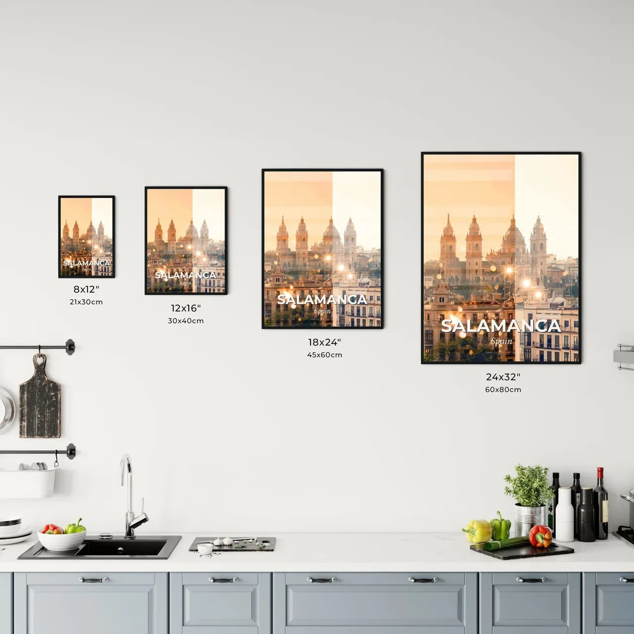 Salamanca City Skyline Double Exposure Art Bright Beige Office Art