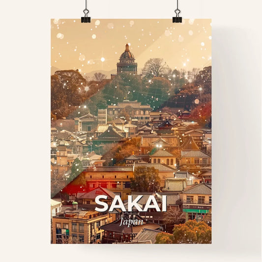 Sakai Japan Skyline Art: Beige Paper Sparklers Poster