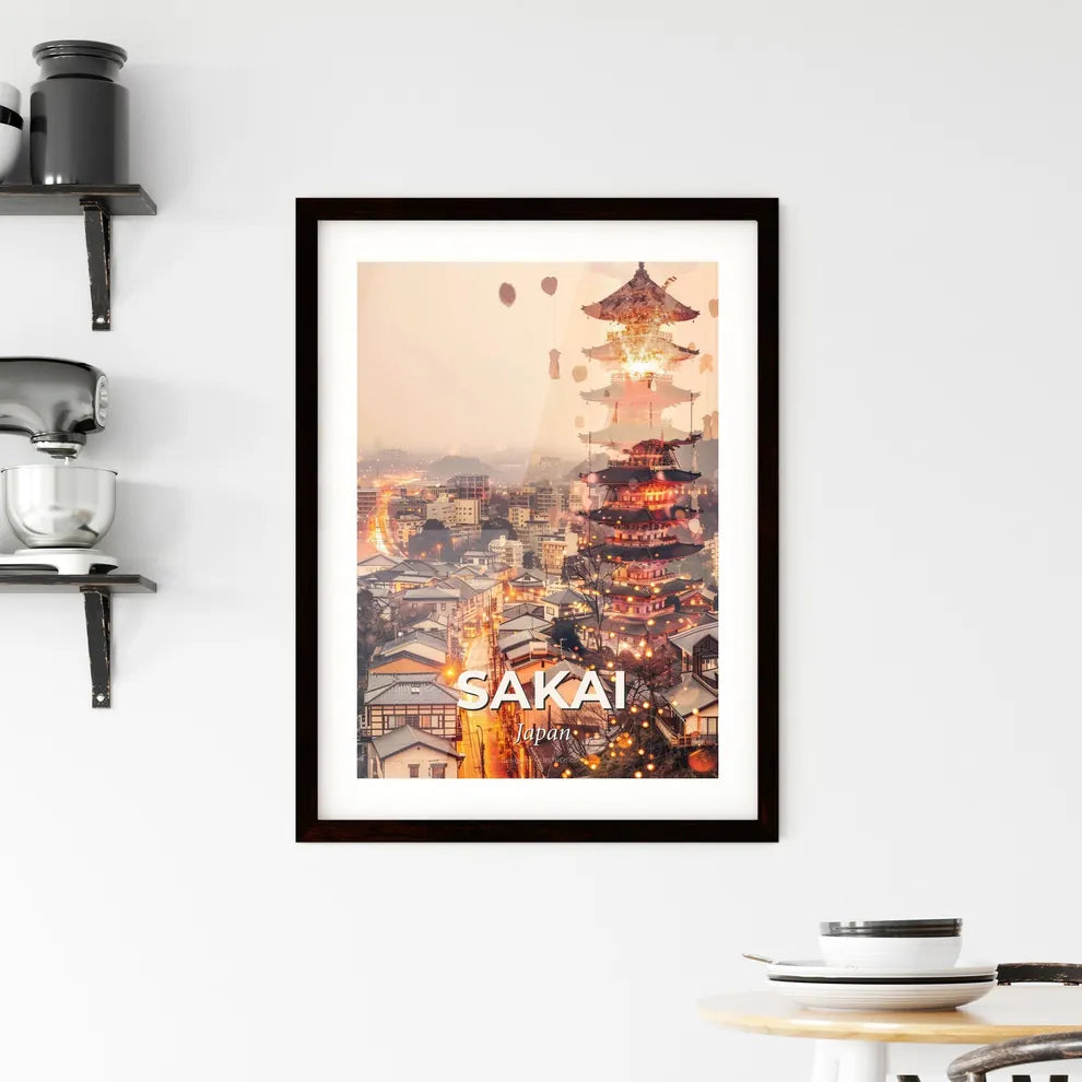 Sakai Skyline Double Exposure Bright Art Poster Framed Print