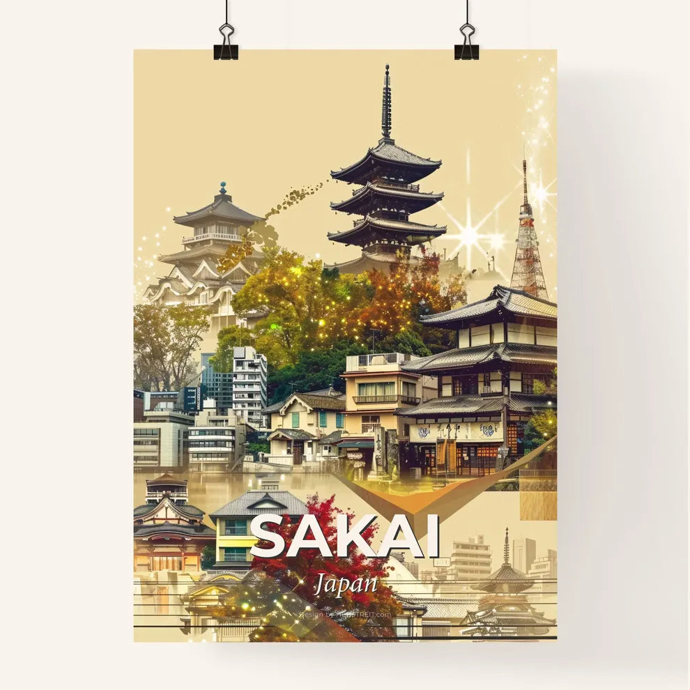 Sakai Skyline Art Deco Poster Beige Poster