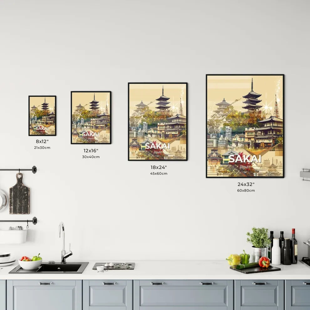Sakai Skyline Art Deco Poster Beige Office Art