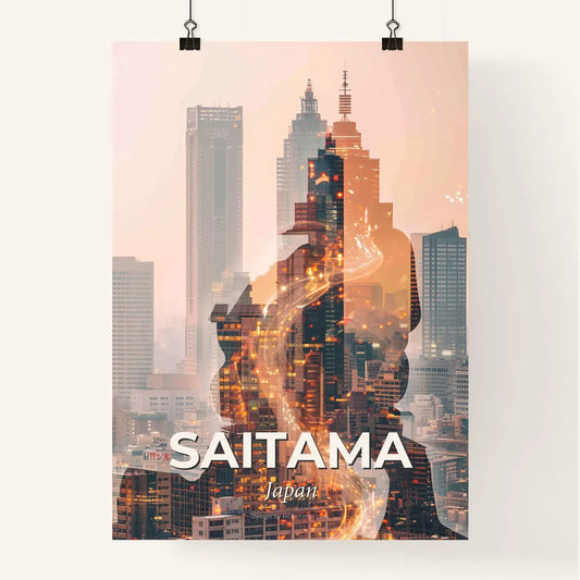 Saitama Skyline Double Exposure Art Poster Poster
