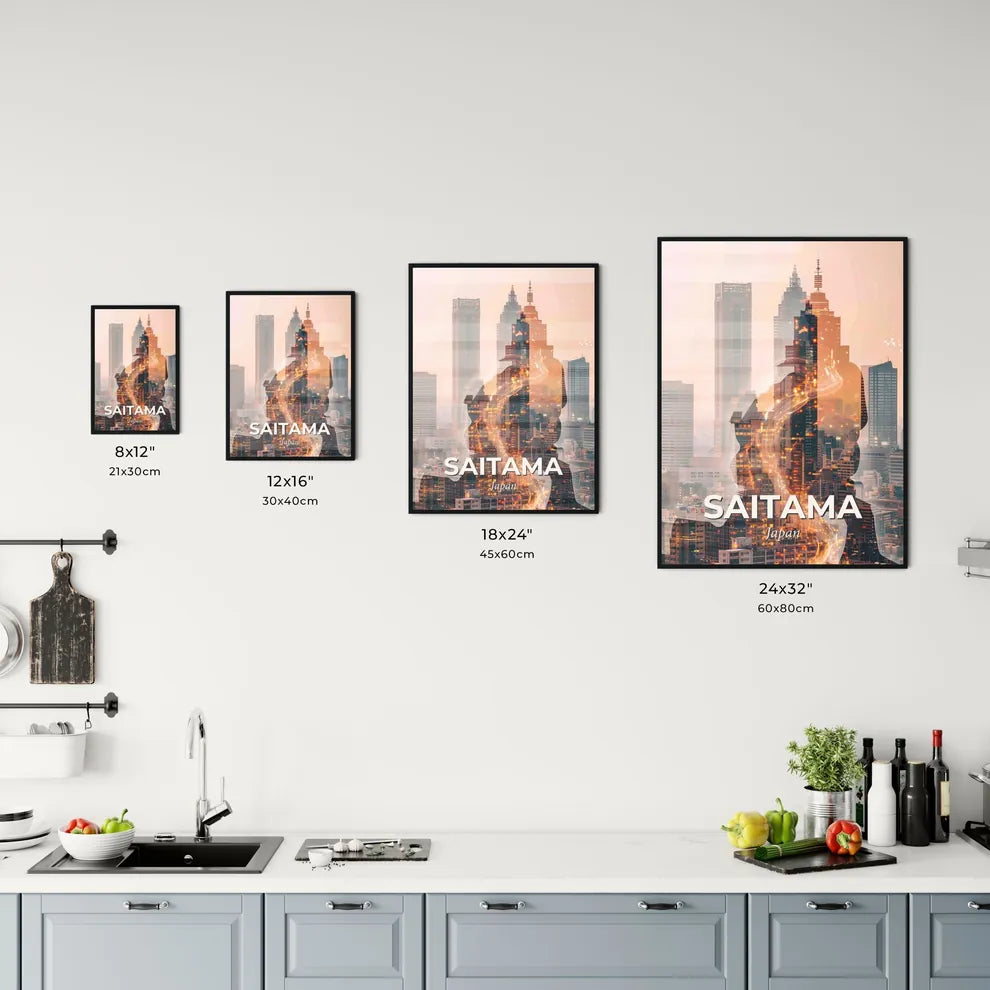Saitama Skyline Double Exposure Art Poster Office Art