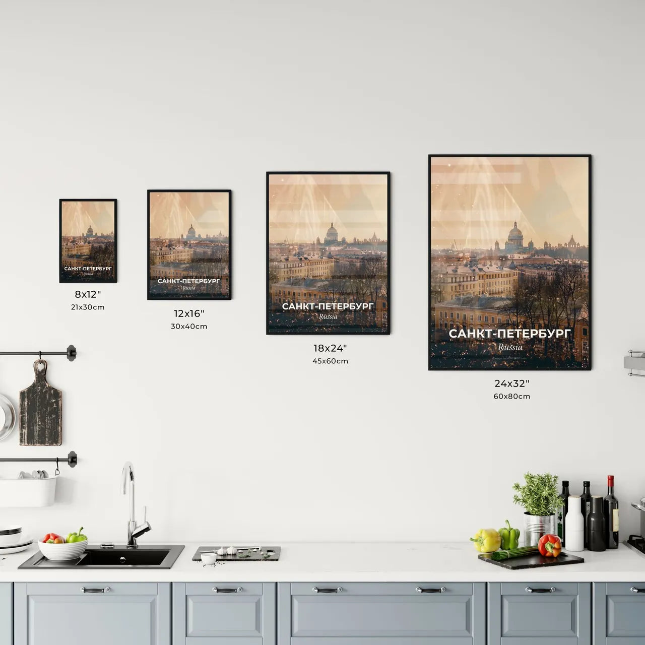 Saint Petersburg Skyline Double Exposure Art Poster Office Art