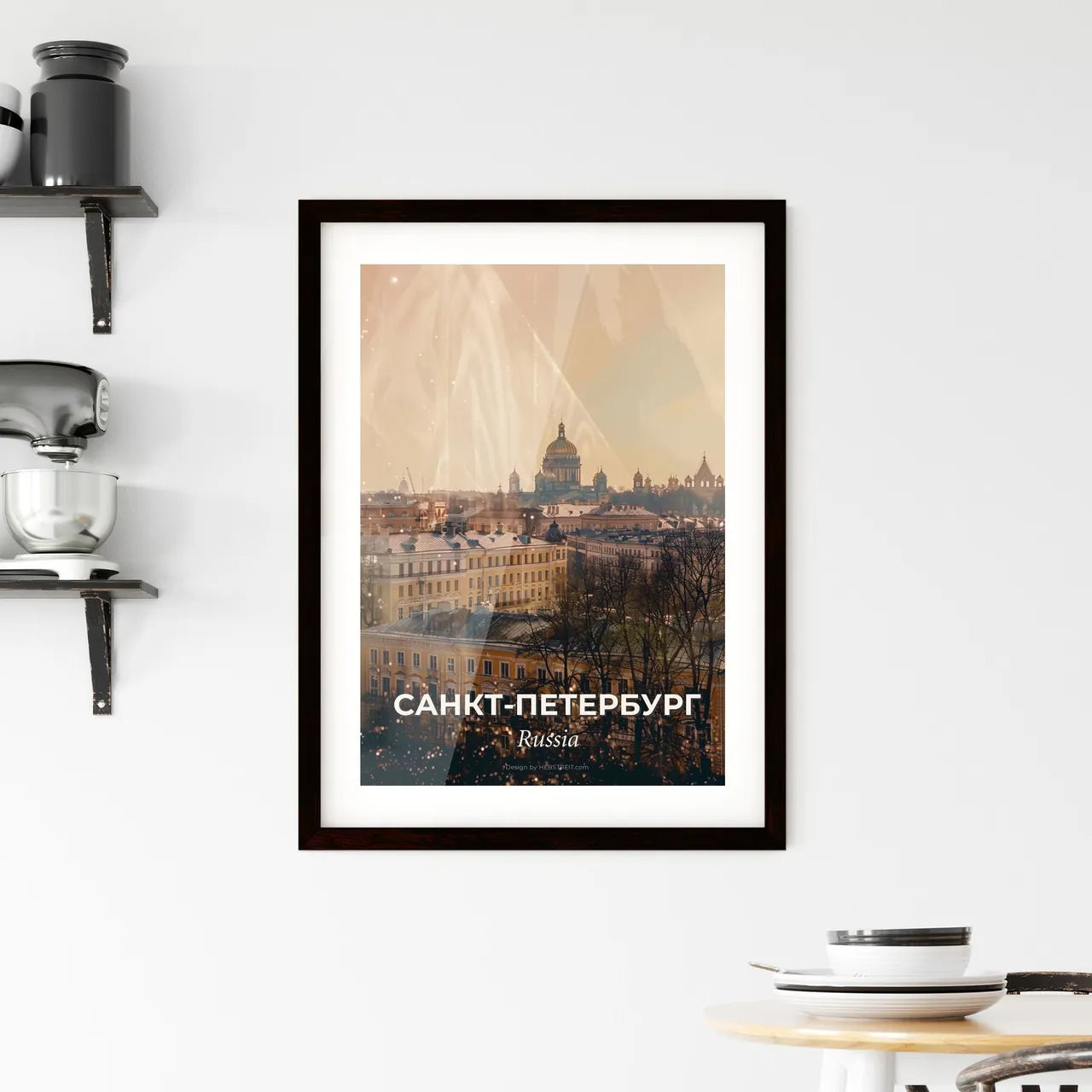 Saint Petersburg Skyline Double Exposure Art Poster Framed Print