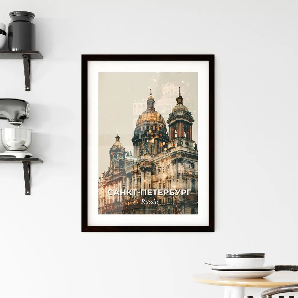 Saint Petersburgs Double Exposure Skyline Poster Framed Print