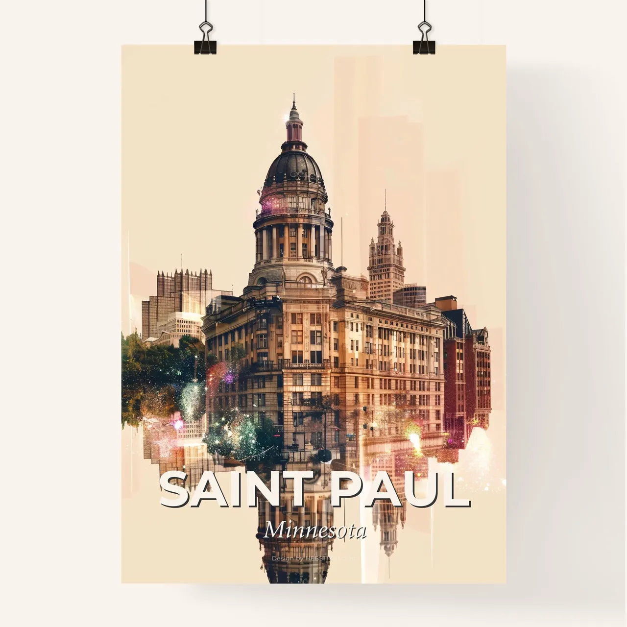 Saint Paul Double Exposure Composite Skyline Art Poster