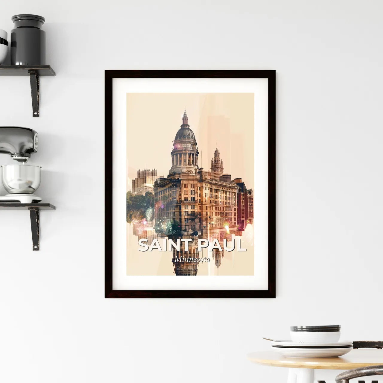 Saint Paul Double Exposure Composite Skyline Art Framed Print